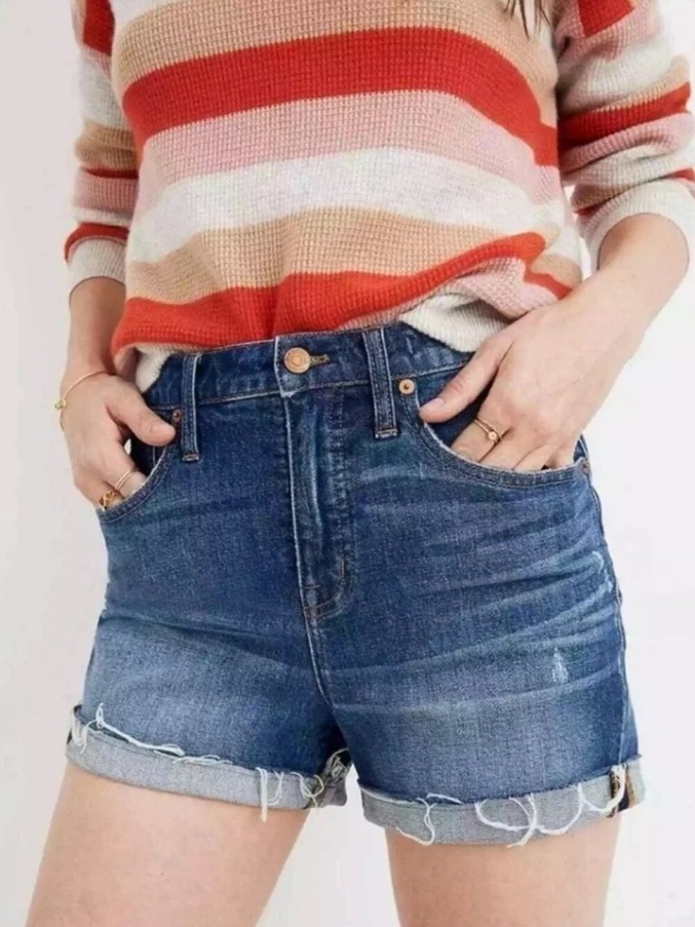 Madewell High Rise Raw Hem Cutoff Glenoaks Denim Shorts - Size 25